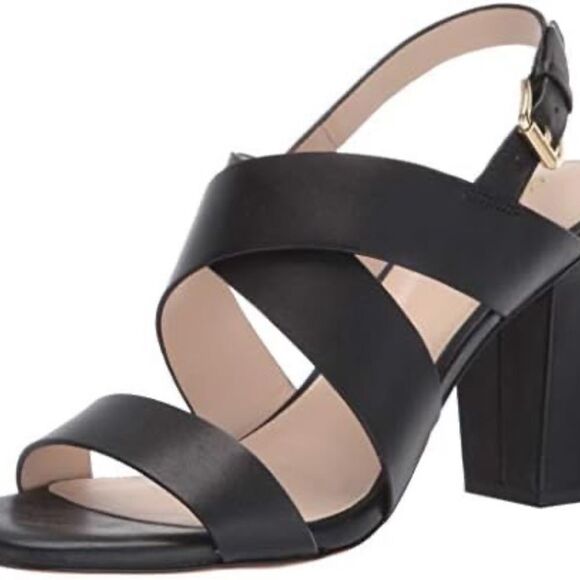 Cole Haan Grand Series Black Leather/Elastic Strap Sandals Sz 10 - Picture 1 of 7